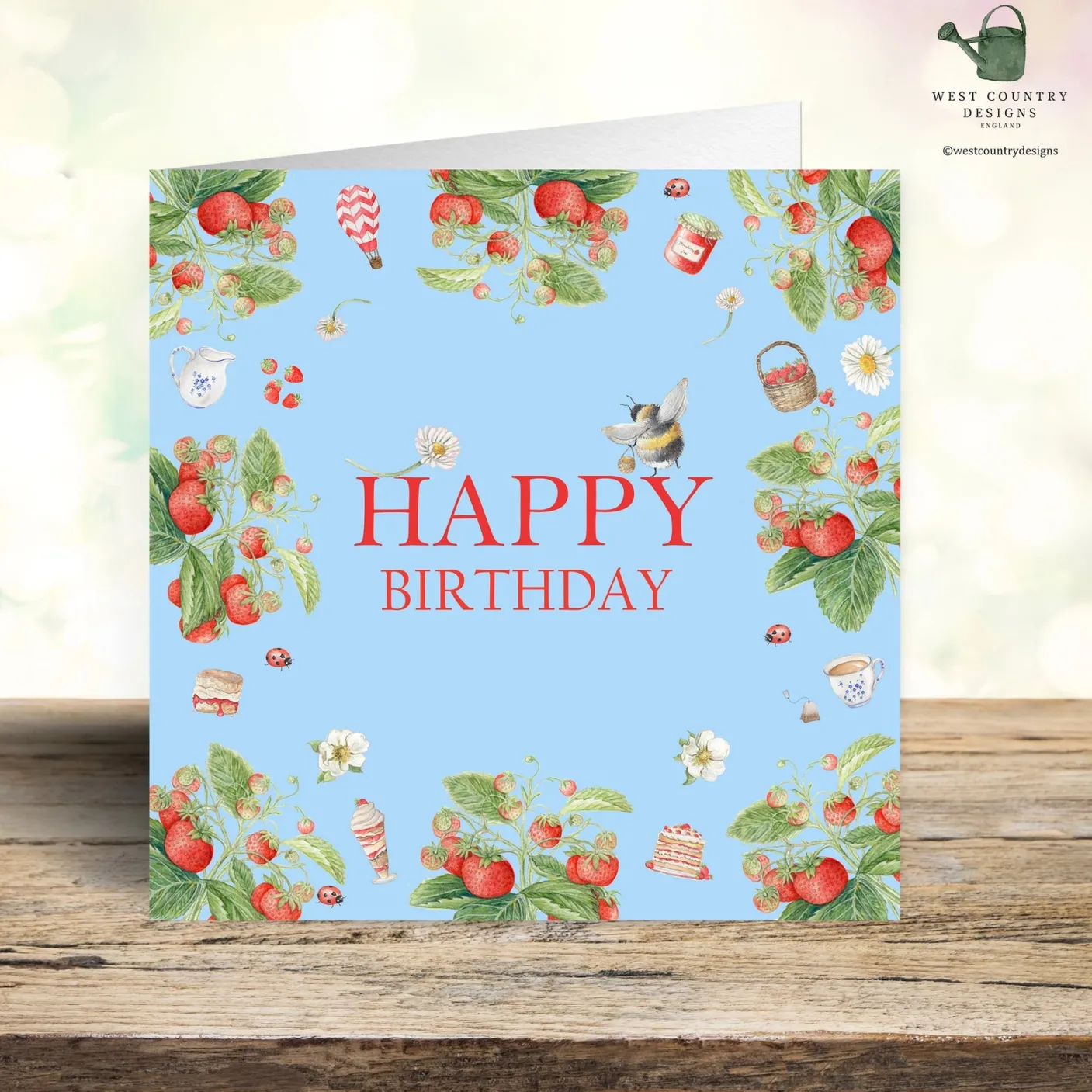 Strawberry Bee Birthday Card