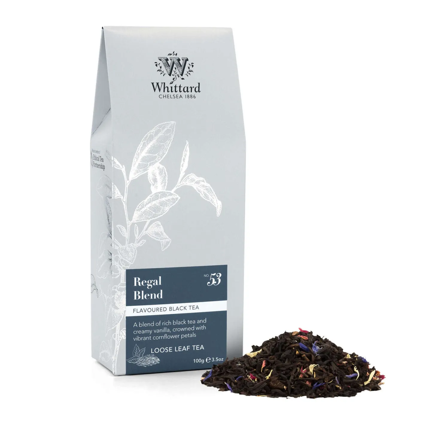 Whittard Regal Blend Loose Tea Silver Pouch