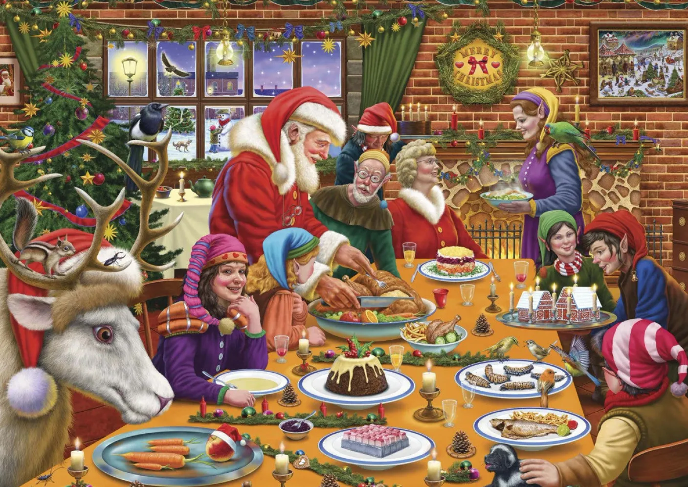 Christmas Dinner at Santa's Workshop 1000 Piece Jigsaw Puzzle
