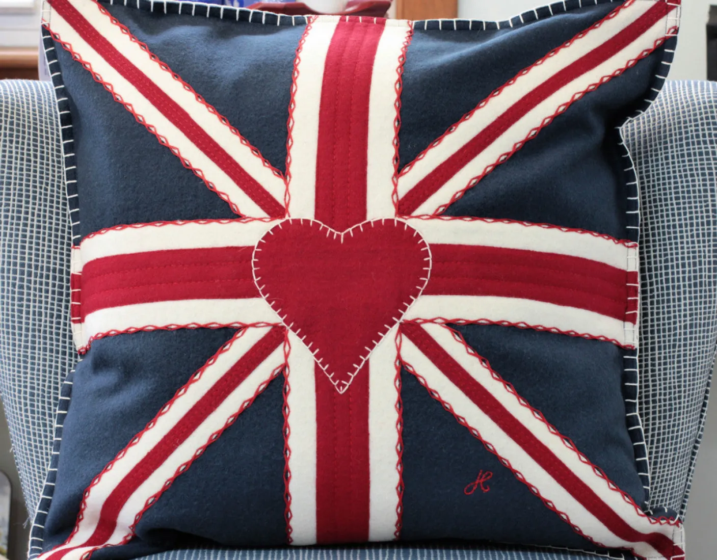 Union Jack Square Pillow - Navy