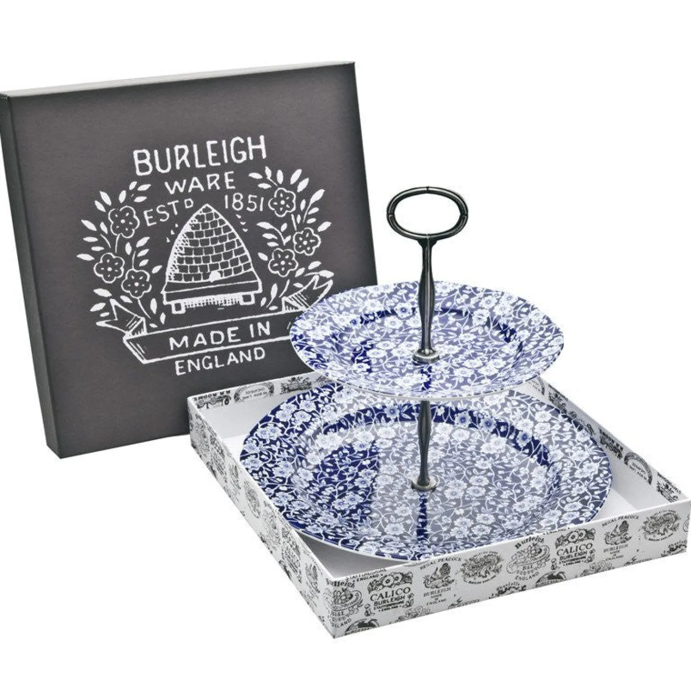 Blue Calico 2 Tier Cake Stand