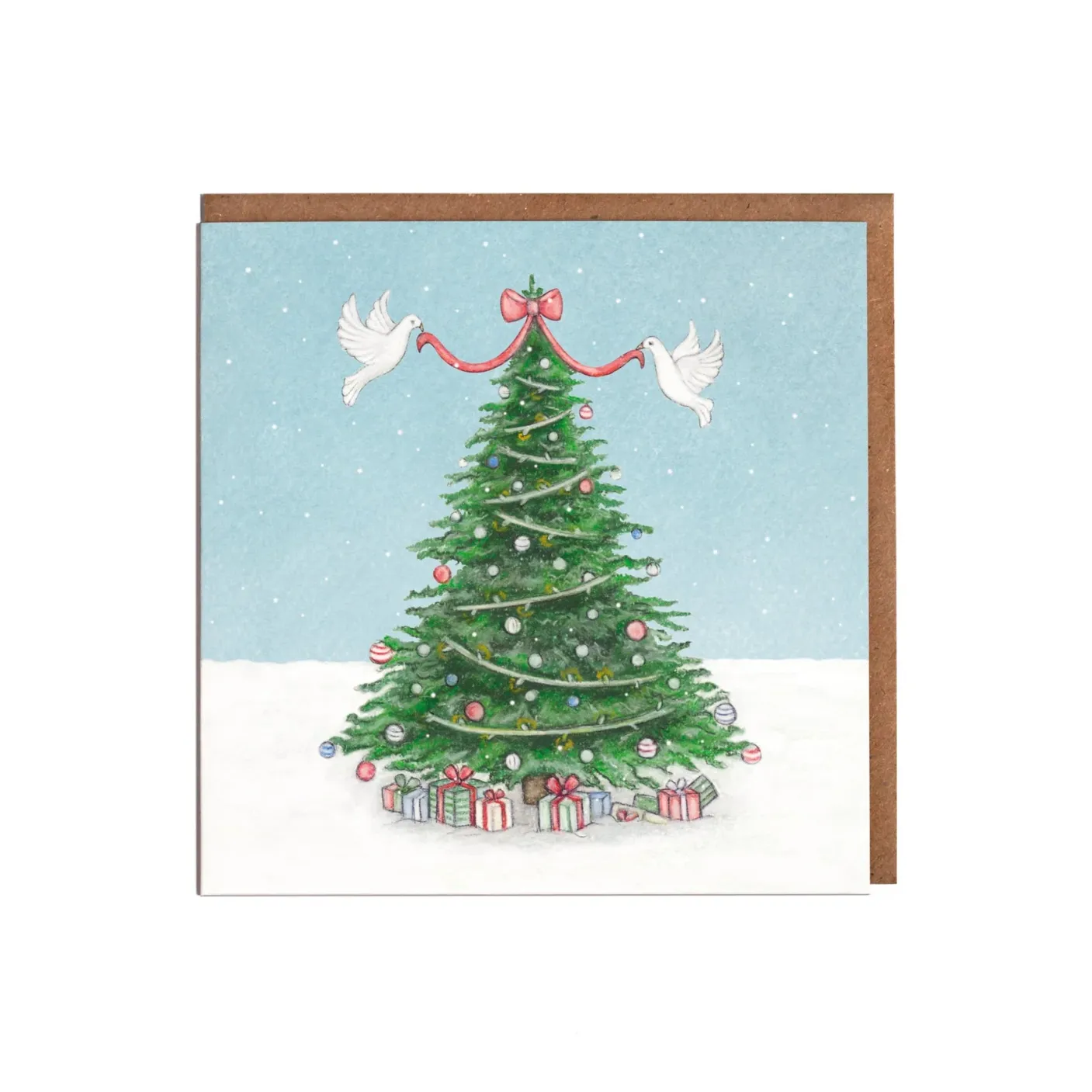 Christmas Tree with Doves Christmas Card
