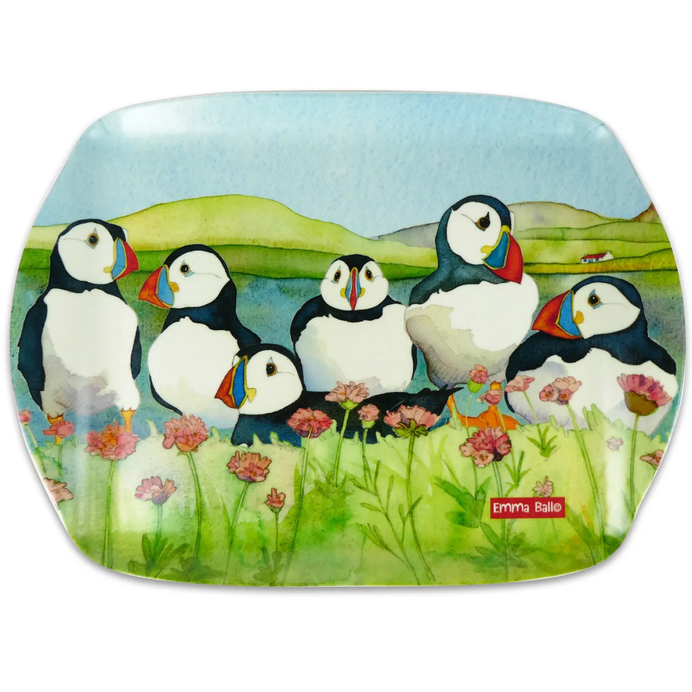 Sea Thrift Puffins Melamine Medium Tray