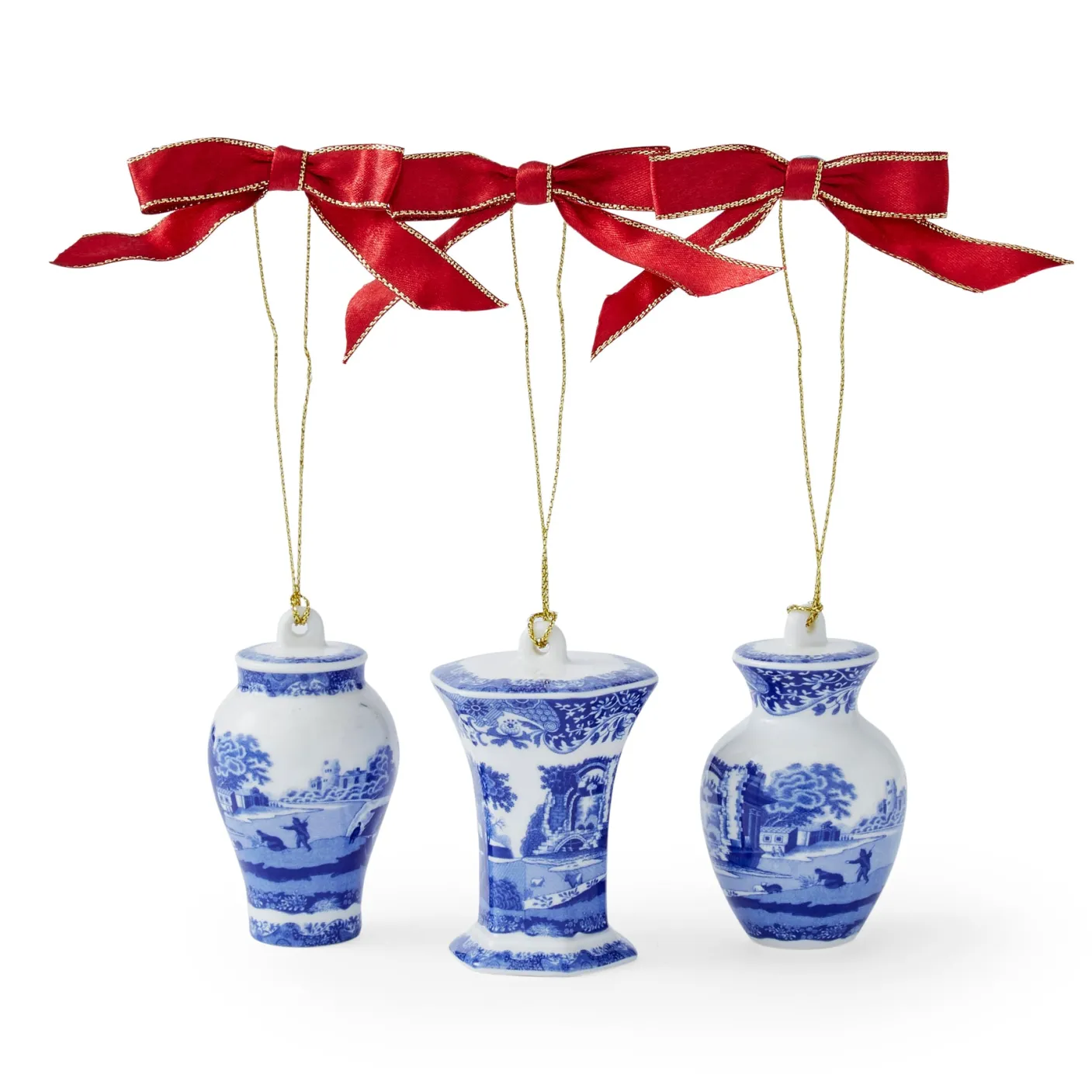 Spode Blue Italian Mini Urn Ornaments - Set of 3