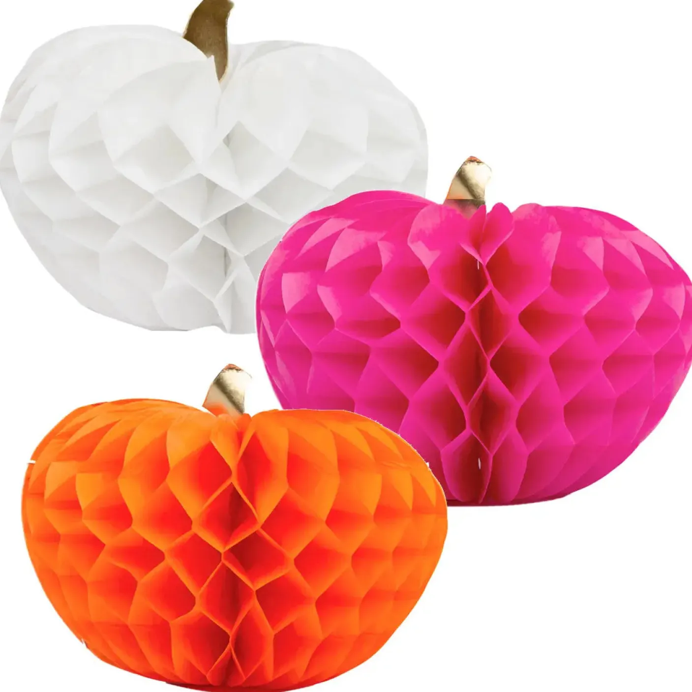 Pumpkin Honeycomb Decorations - 3 pack