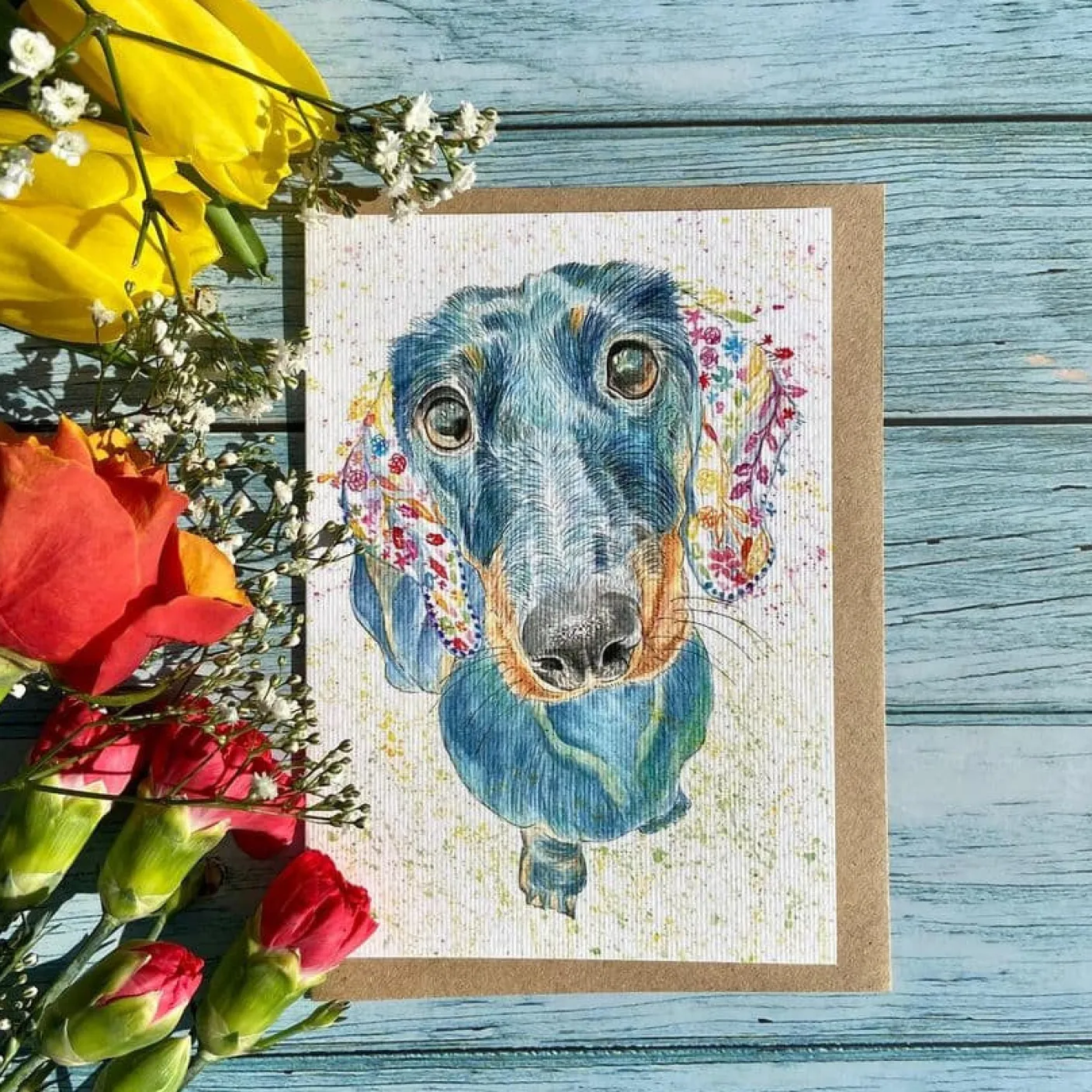Moose the Dachshund Blank Greetings Eco Card