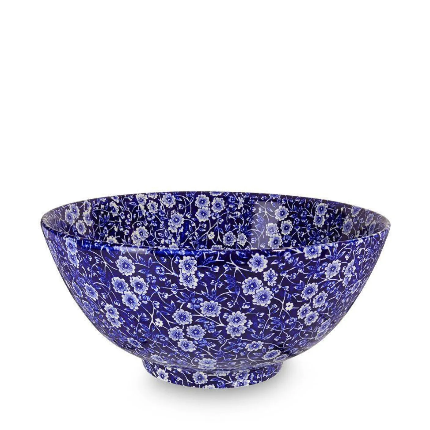 Blue Calico Large Footed Bowl