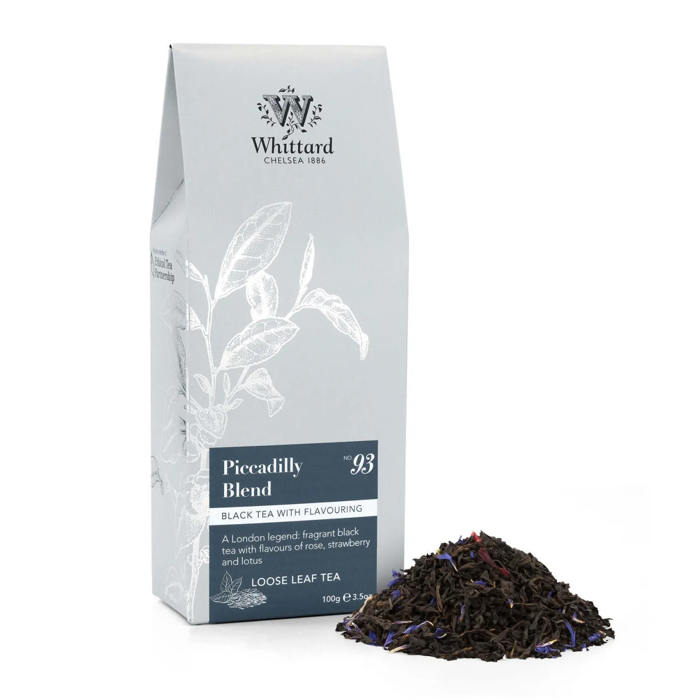 Whittard Piccadilly Blend Loose Tea Silver Pouch