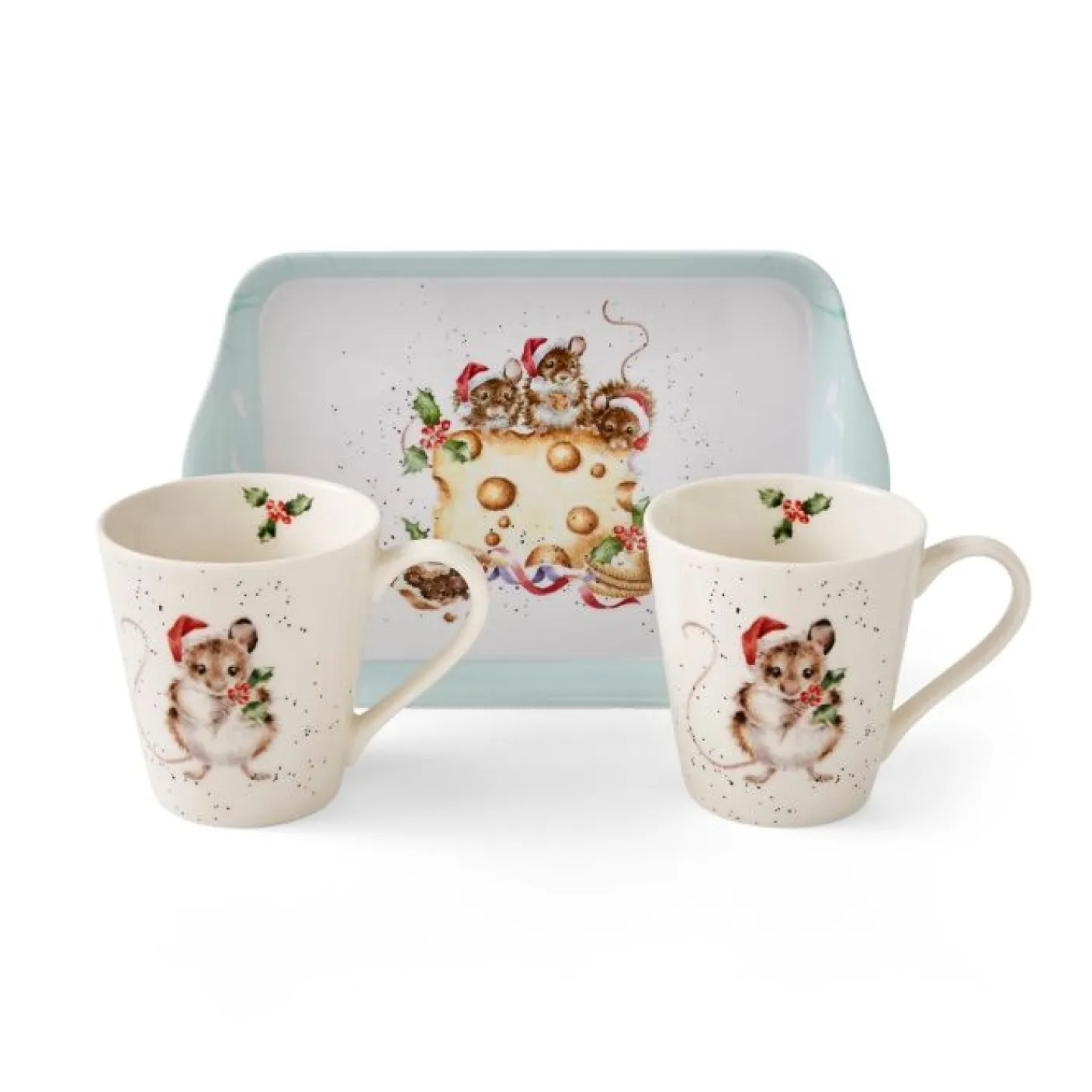 'Holly Jolly Christmas' Mouse Mug & Tray Set