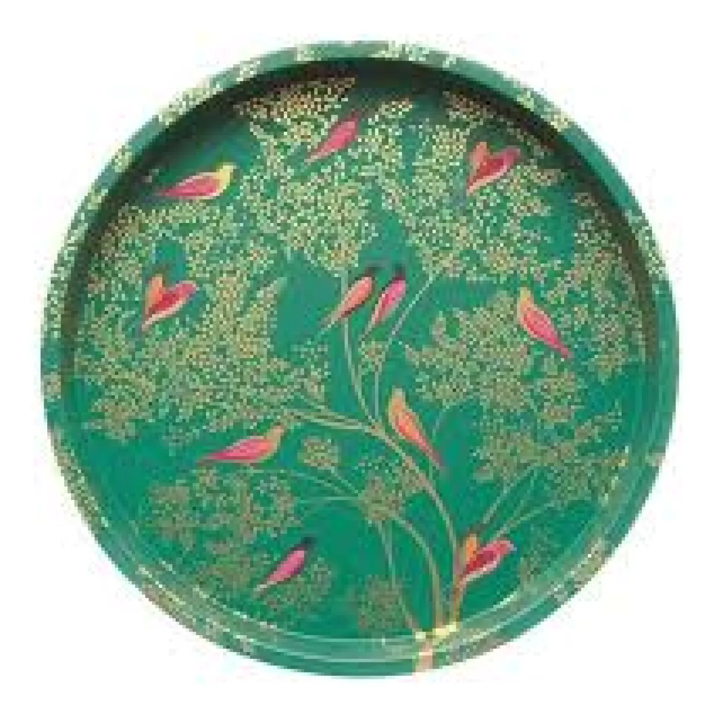 Green Birds Deepwell Tin Tray
