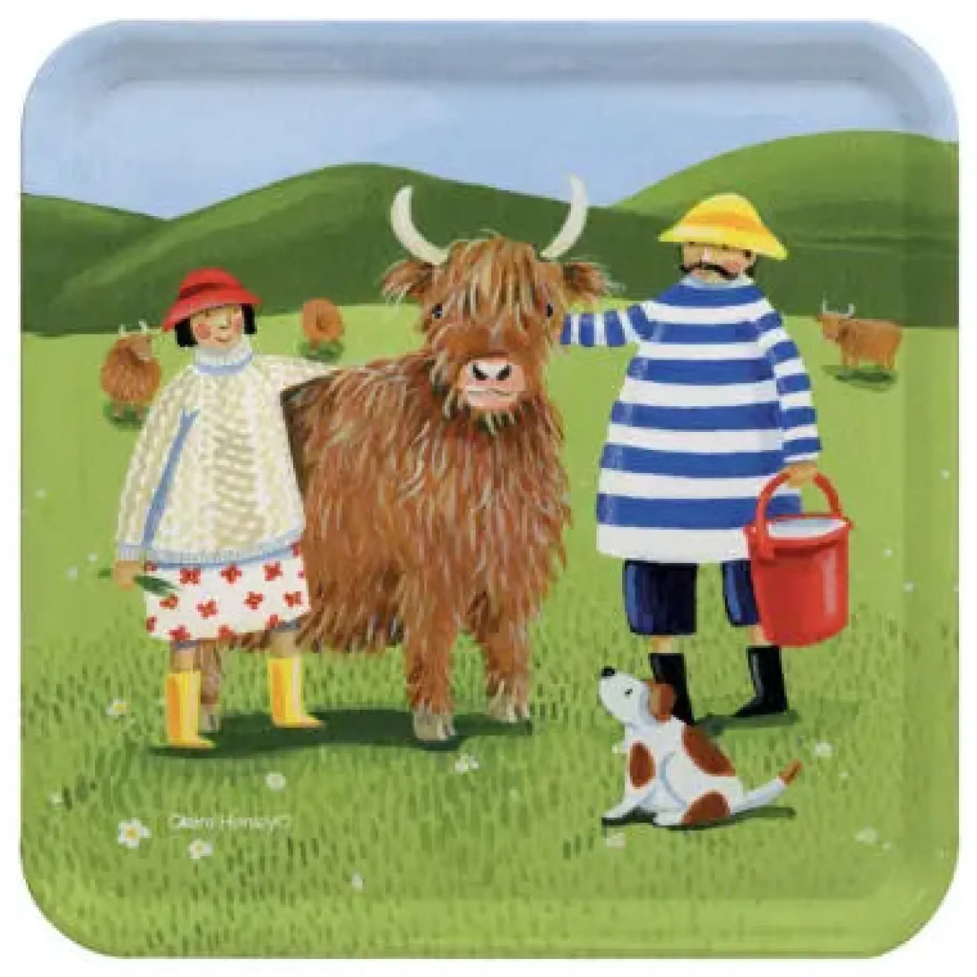 Highland Cow Adventure Melamine Square Tray