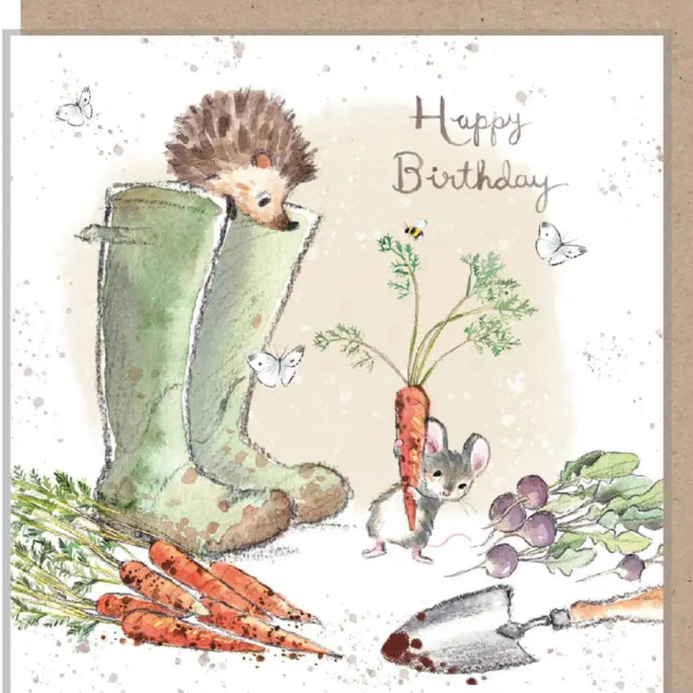 Hedgehog in Welly Boots "Happy Birthday" Birthday Greetings Card