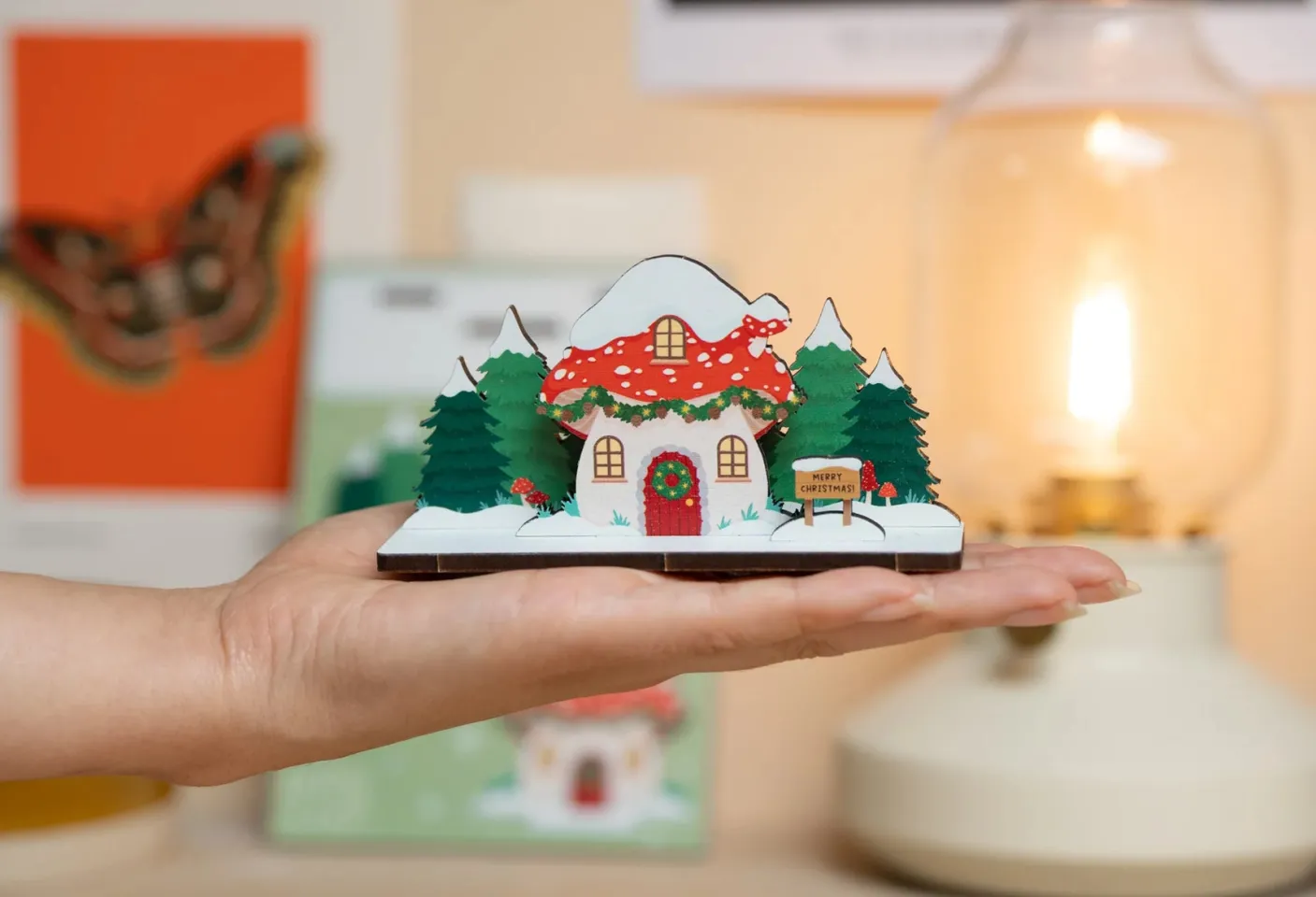 Toadstool Cottage Christmas Pop Out Card