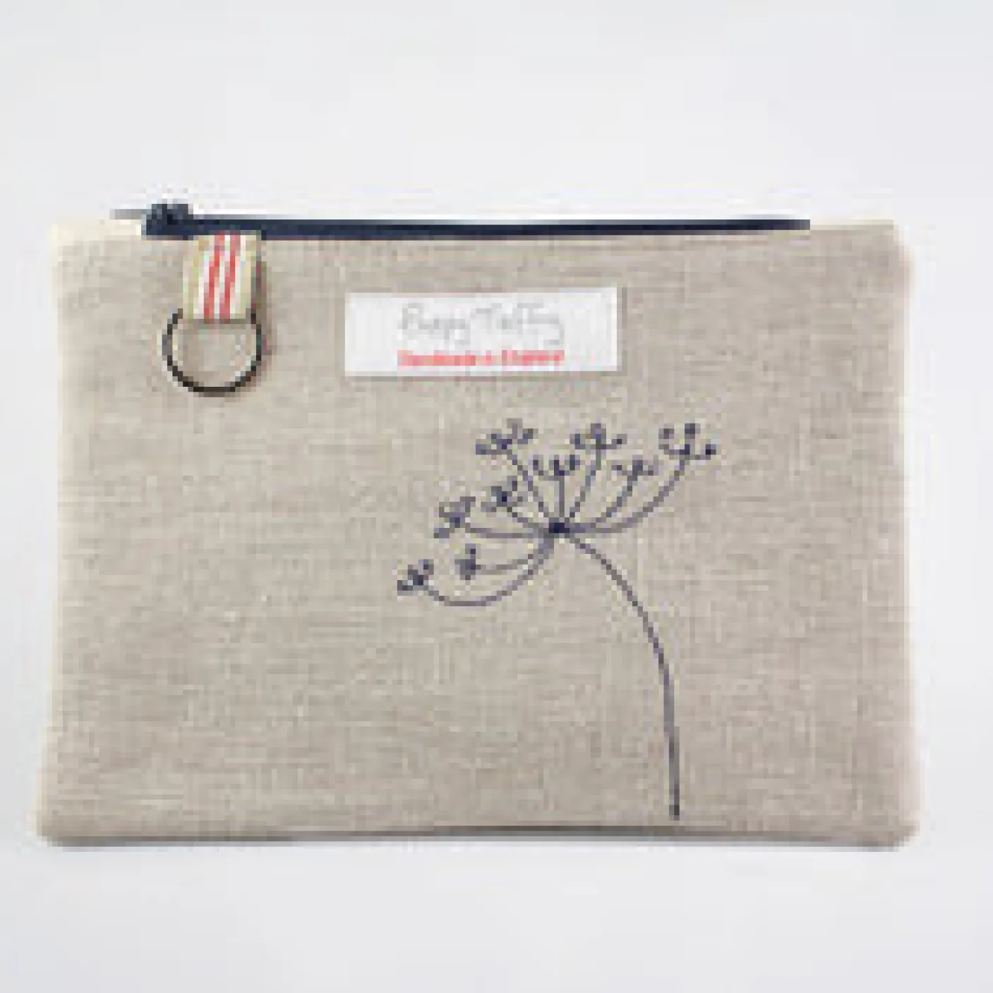 Seed Head Flat Embroidered Zip Purse with Keyring