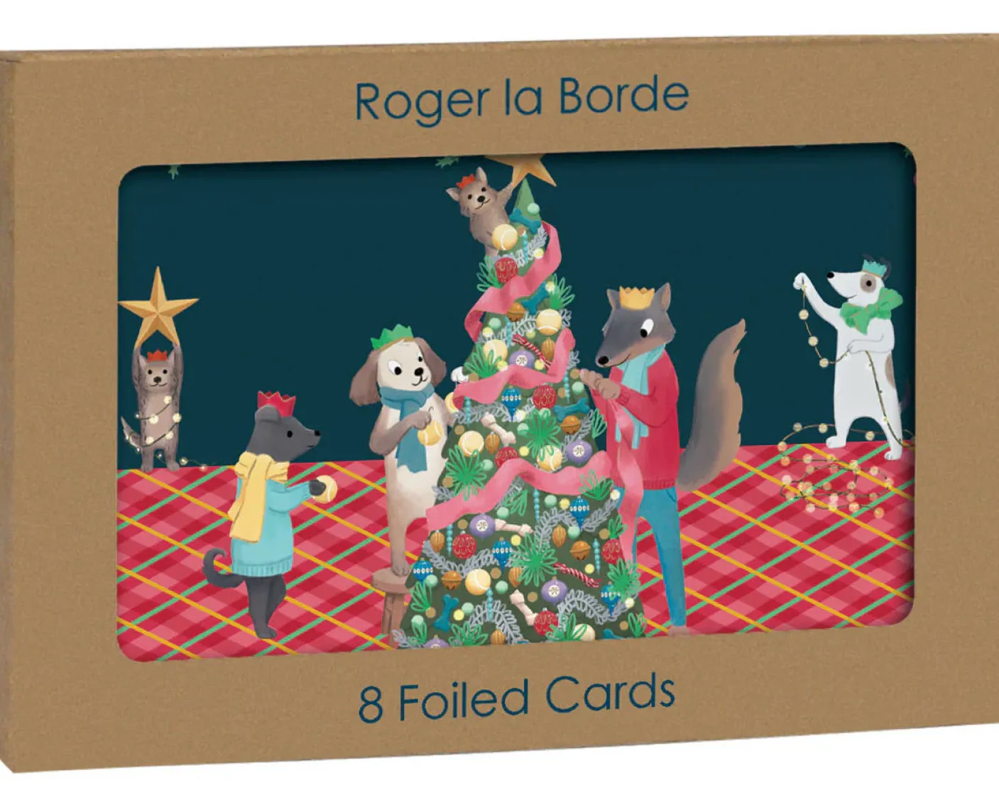 Animals Dressing Tree Gold Foil Christmas Petite Card Pack