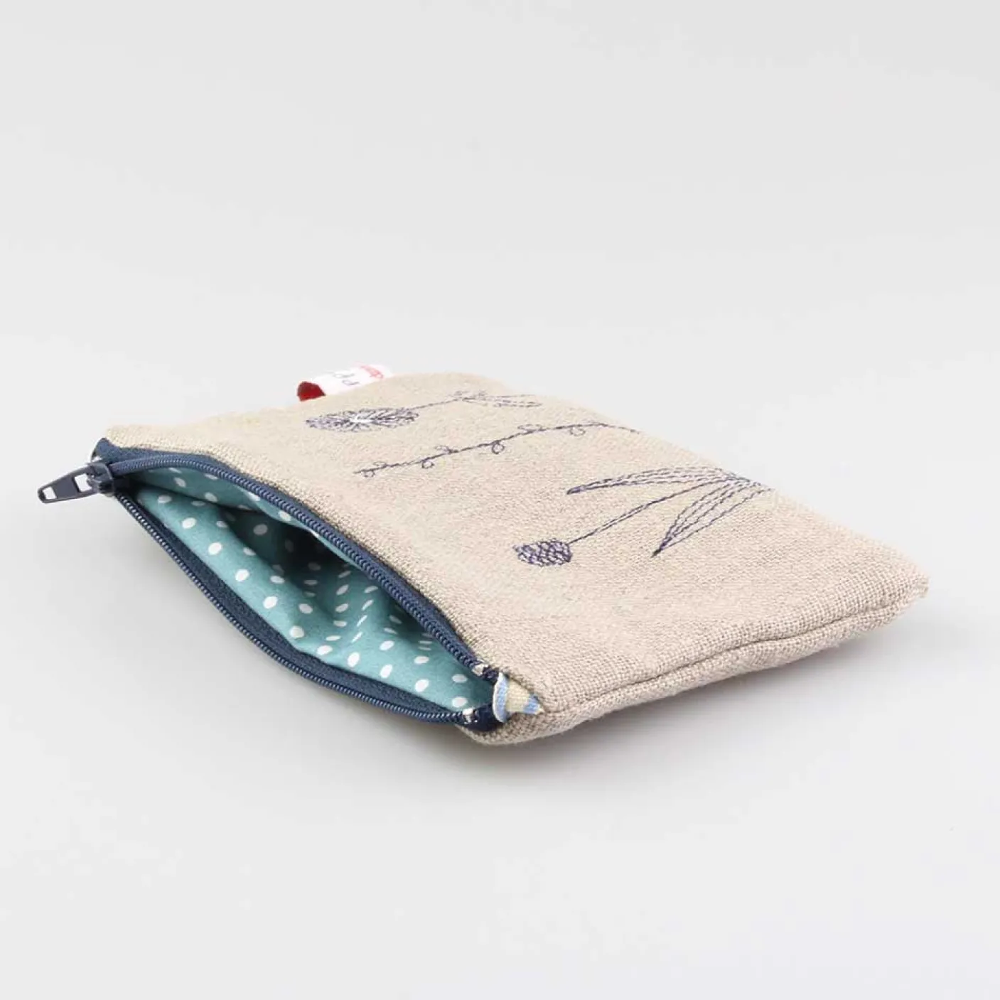 Wild Grasses Embroidered Flat Coin Purse