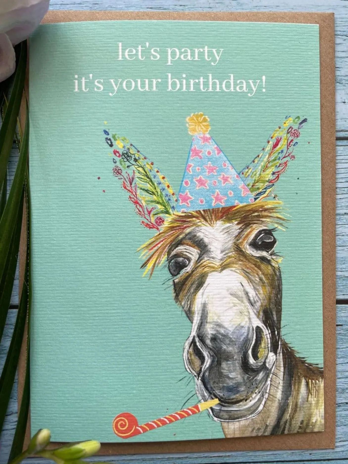 Let's Party Donkey Birthday Eco-card