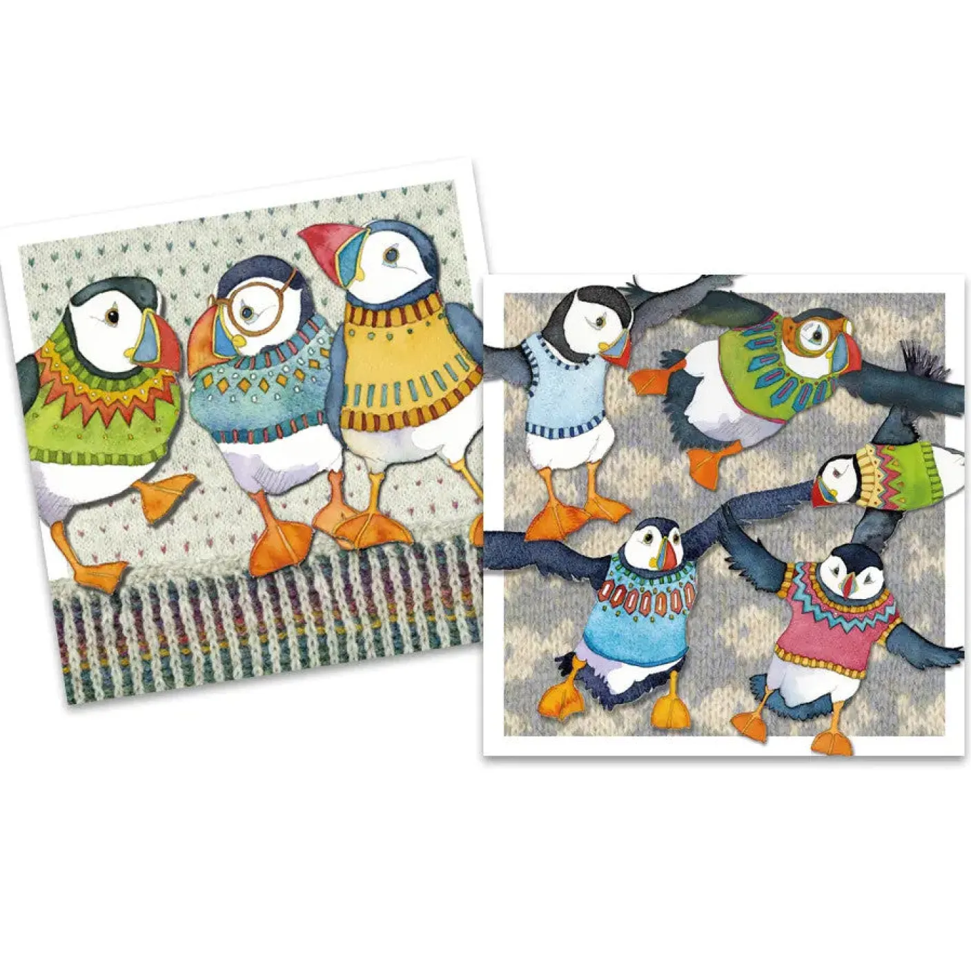Woolly Puffins pack of 10 Mini Notecards