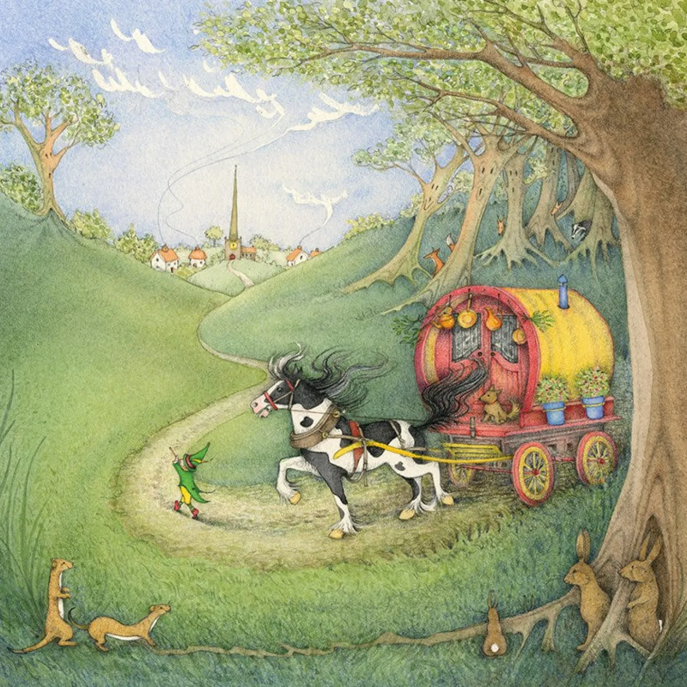 Upon Their Merry Way Greeting Card