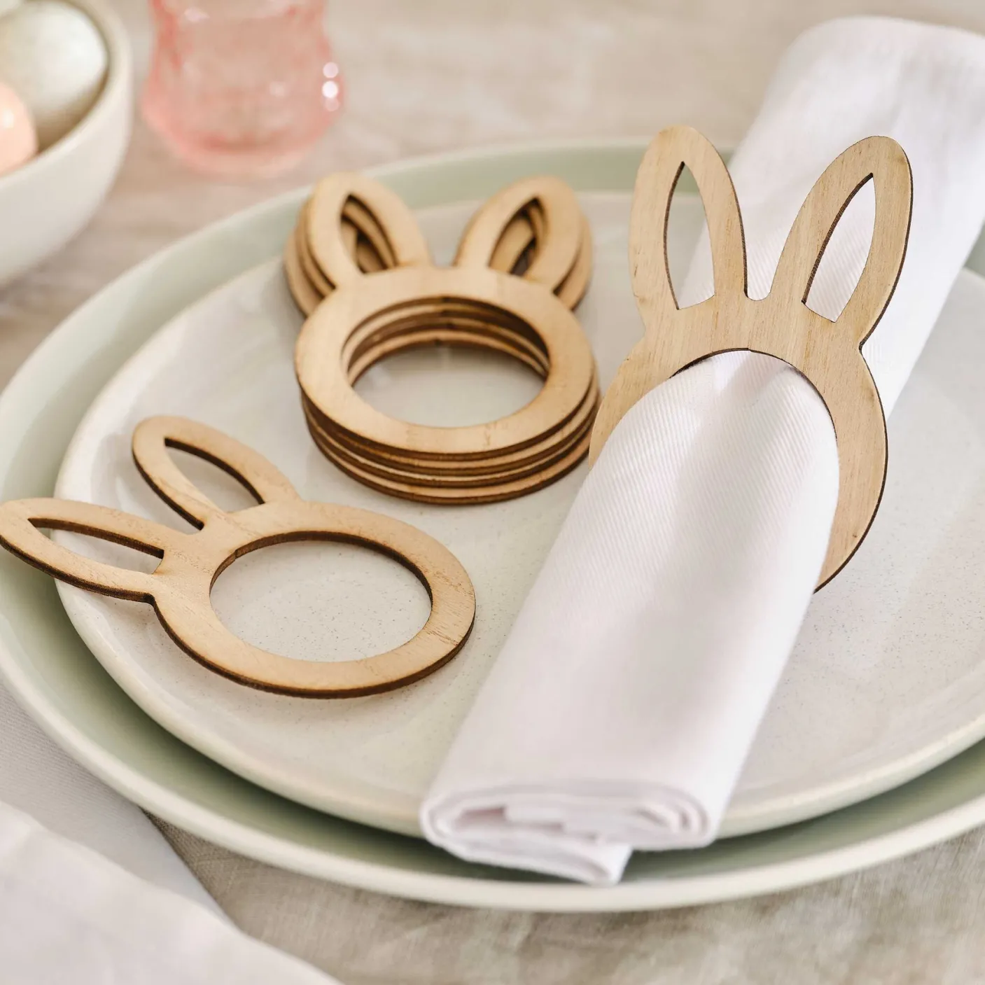 Wooden Easter Bunny Napkin Rings