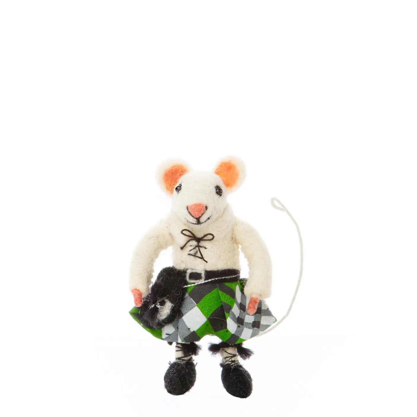 Scottish Felt Mouse in Green Kilt