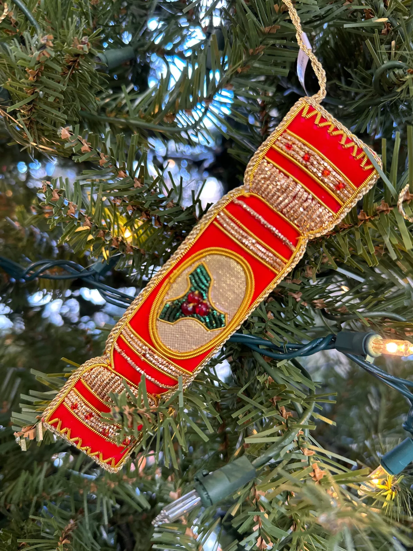 Christmas Cracker with Holly Decoration by Tinker Tailor London