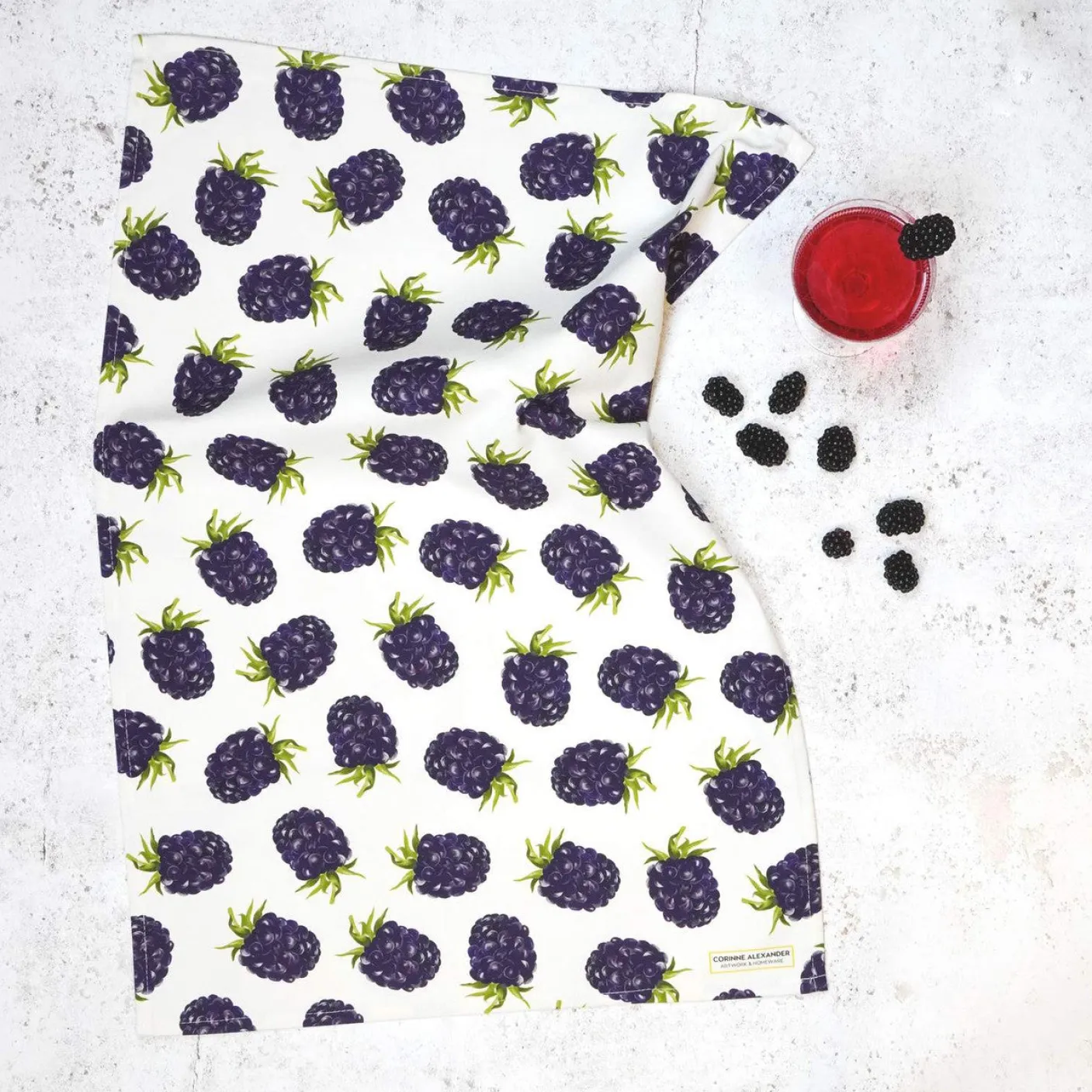 Blackberry Tea Towel by Corinne Alexander