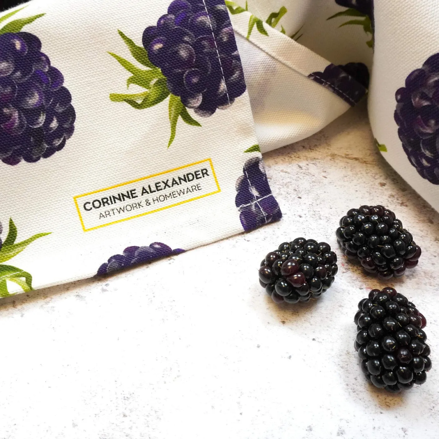 Blackberry Tea Towel by Corinne Alexander