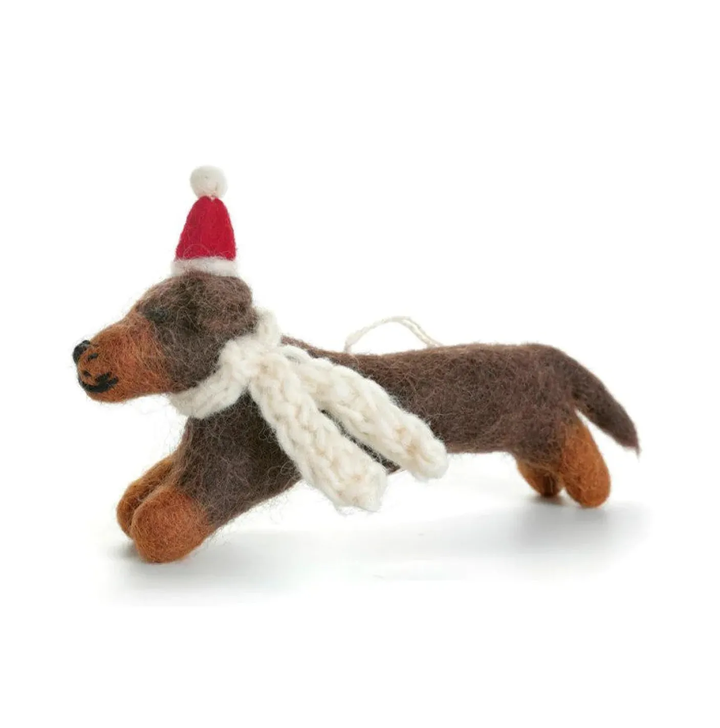 Sausage Dog with Hat & Scarf Felt Decoration