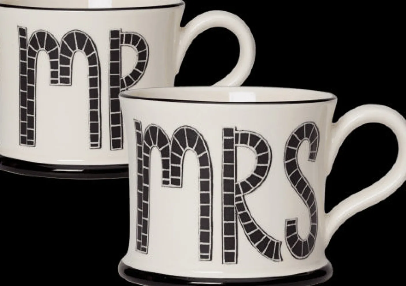 Mr & Mrs Twin Set of Mugs by Moorland Pottery