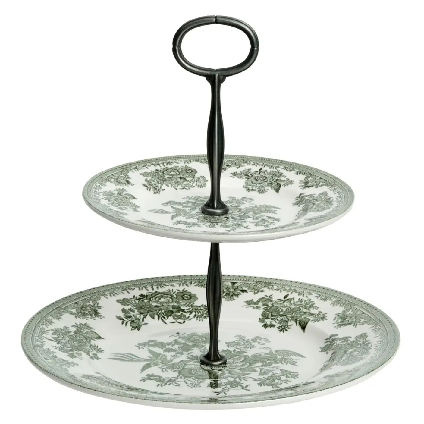 Dark Green Asiatic Pheasants 2 Tier Cake Stand