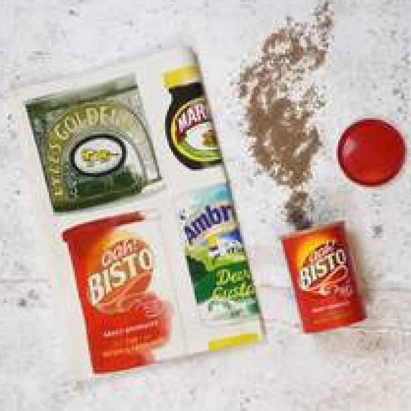 British Store Cupboard Tea Towel by Corinne Alexander