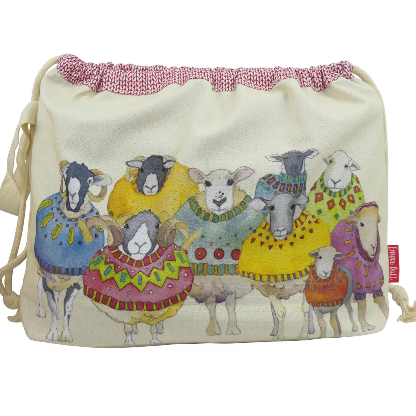 Sheep in Sweaters Drawstring Cotton Bag