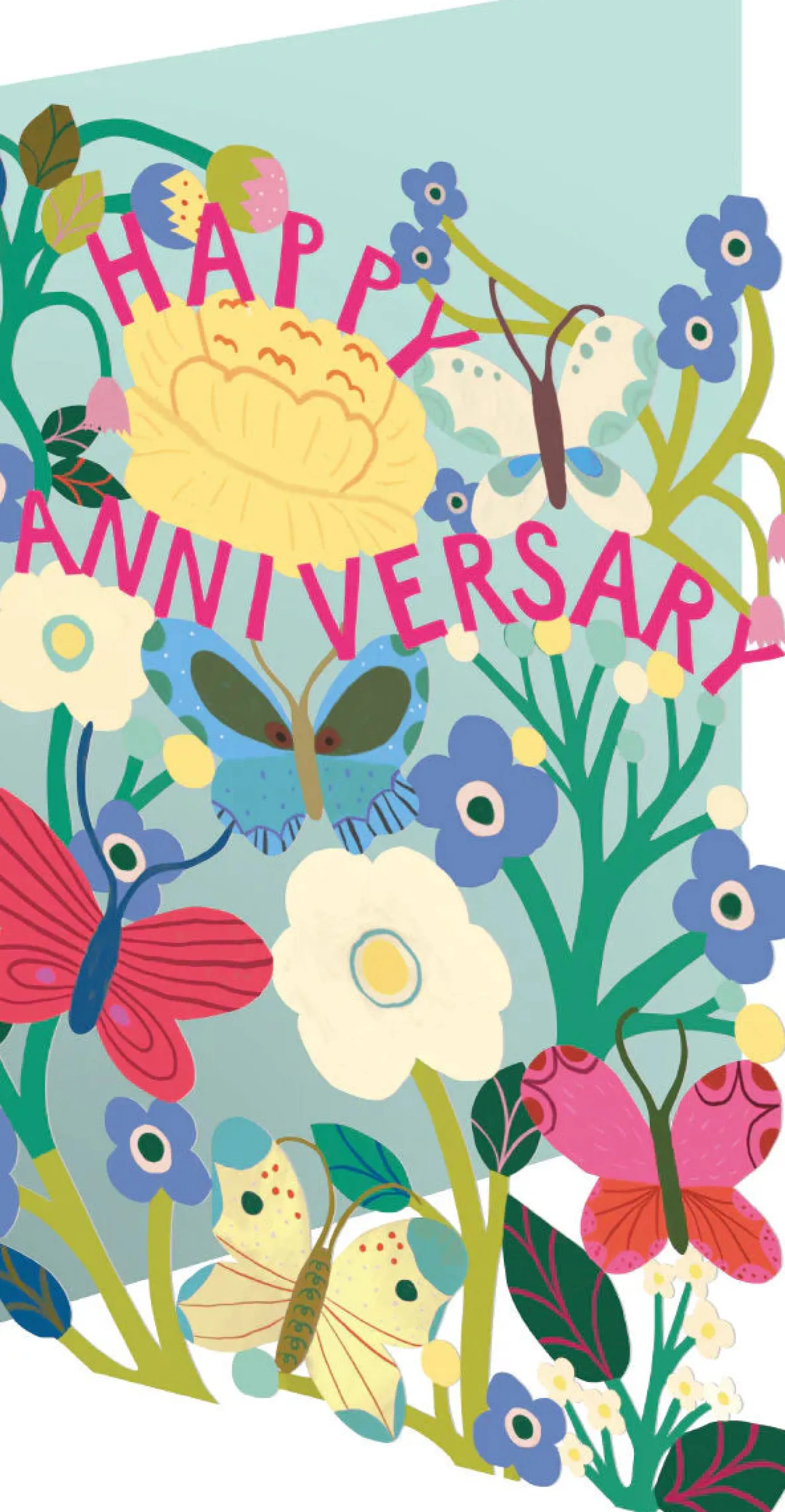 Bright Butterflies Happy Anniversary Laser Greeting Card