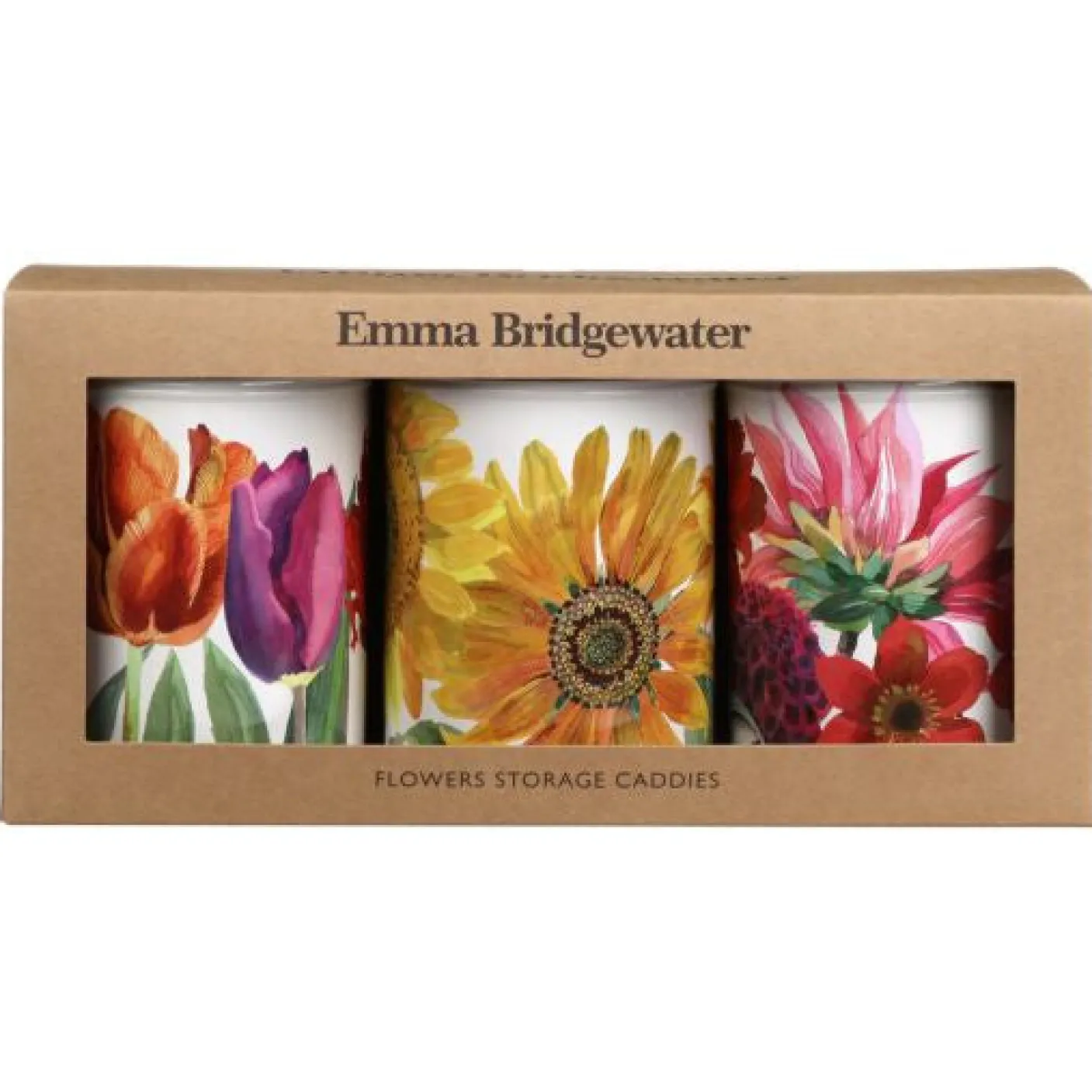 Flowers Set of 3 Round Caddies