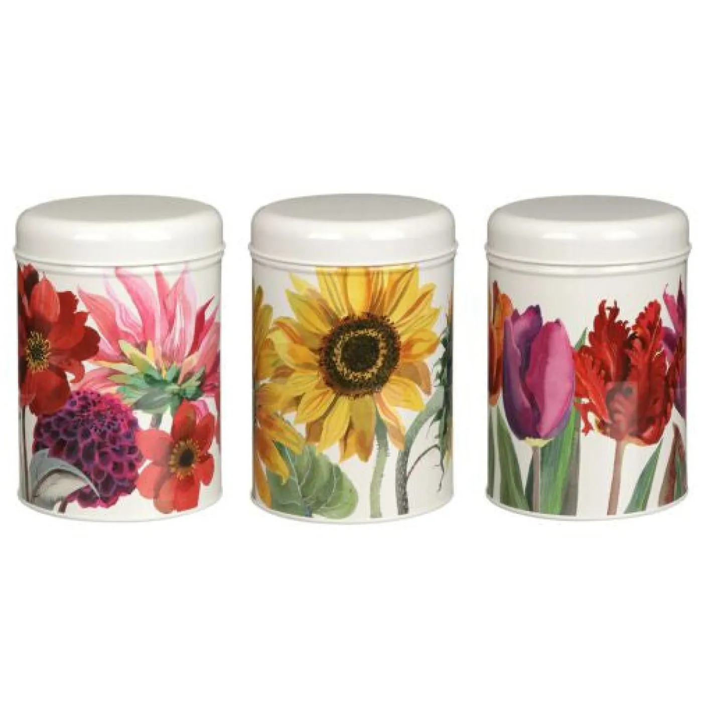 Flowers Set of 3 Round Caddies