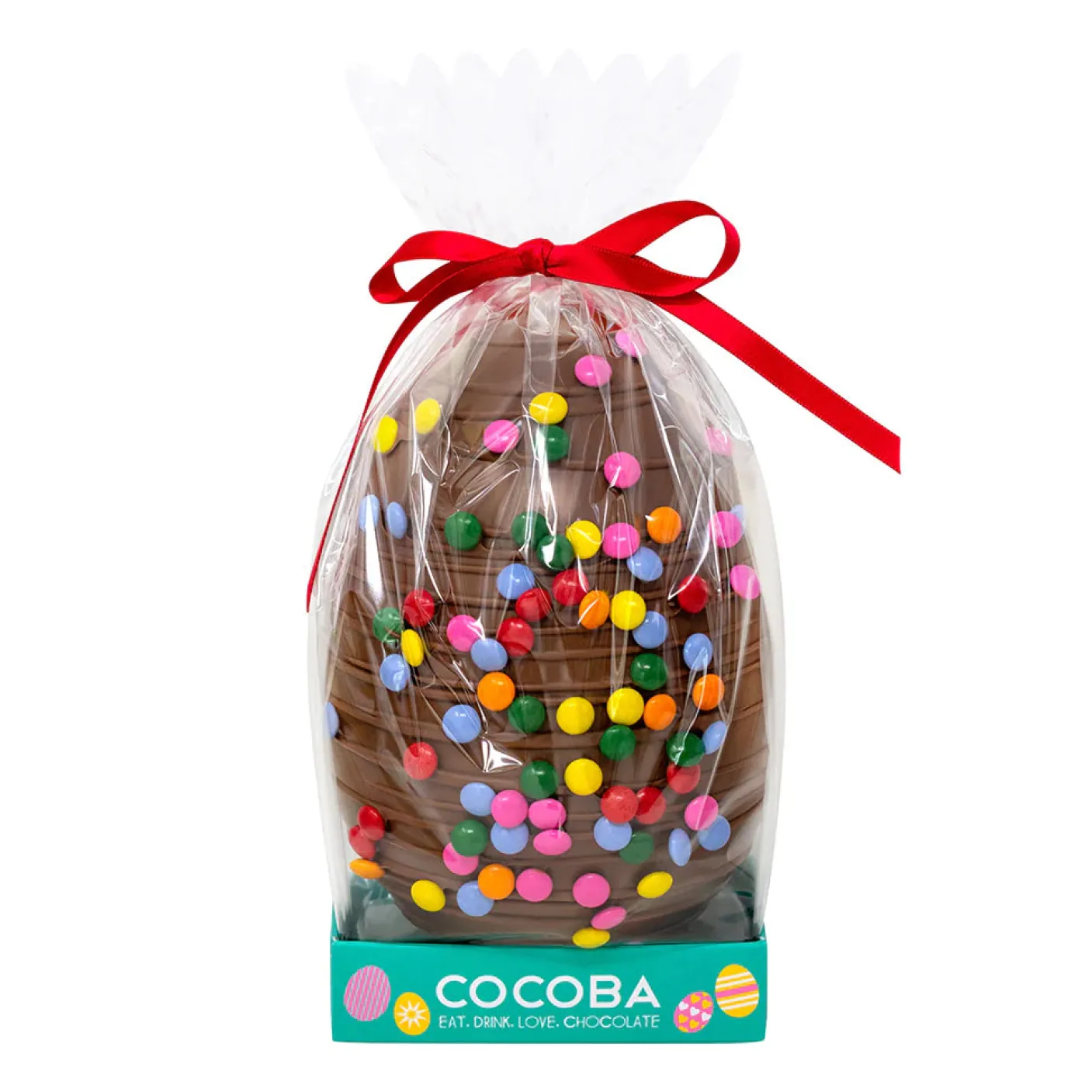 Milk Chocolate Drizzled Easter Egg with Candy Beans by Cocoba