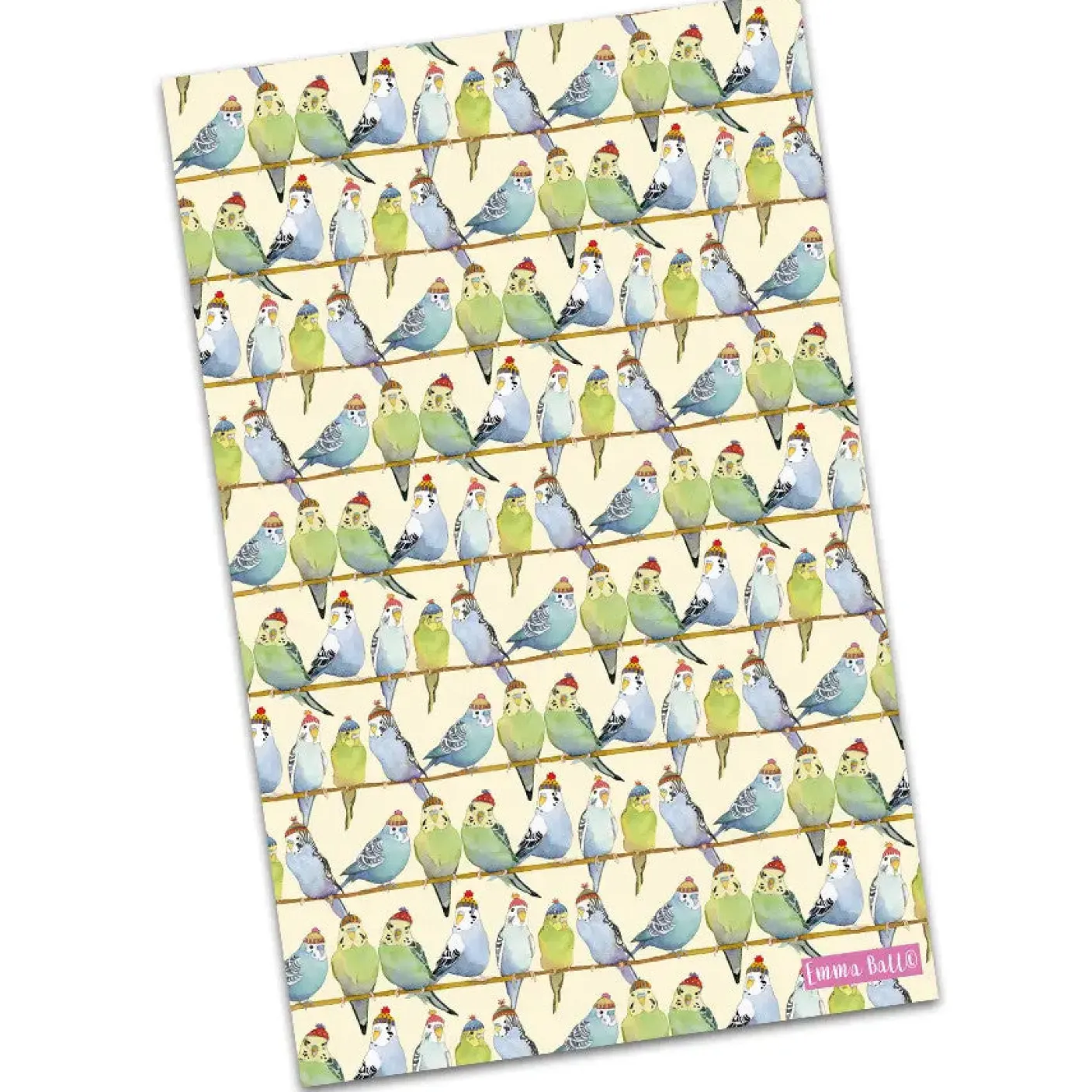 Budgies in Beanies Tea Towel