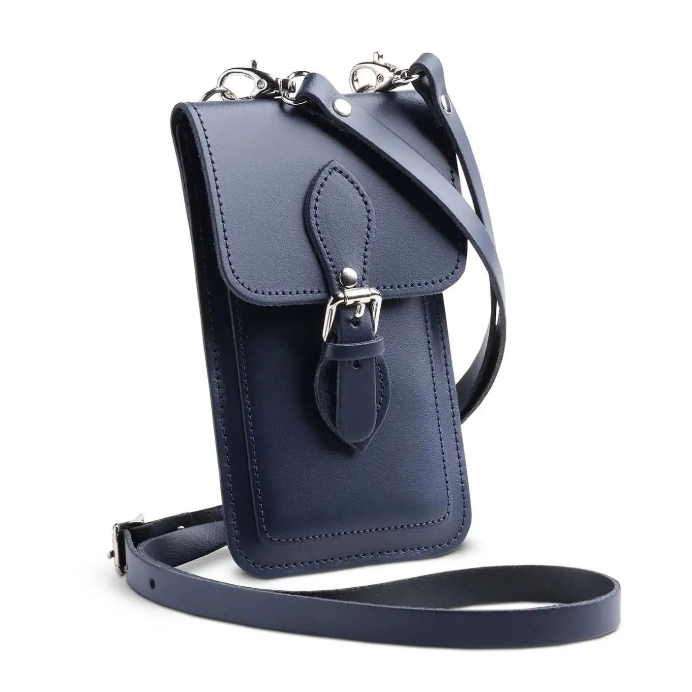 Zatchels Handmade Leather Phone Pouch - Navy Blue