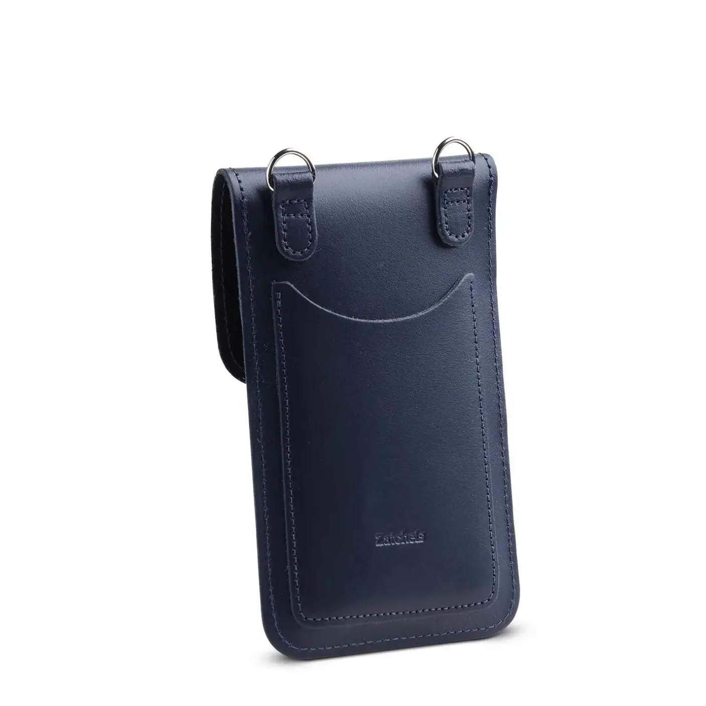 Zatchels Handmade Leather Phone Pouch - Navy Blue