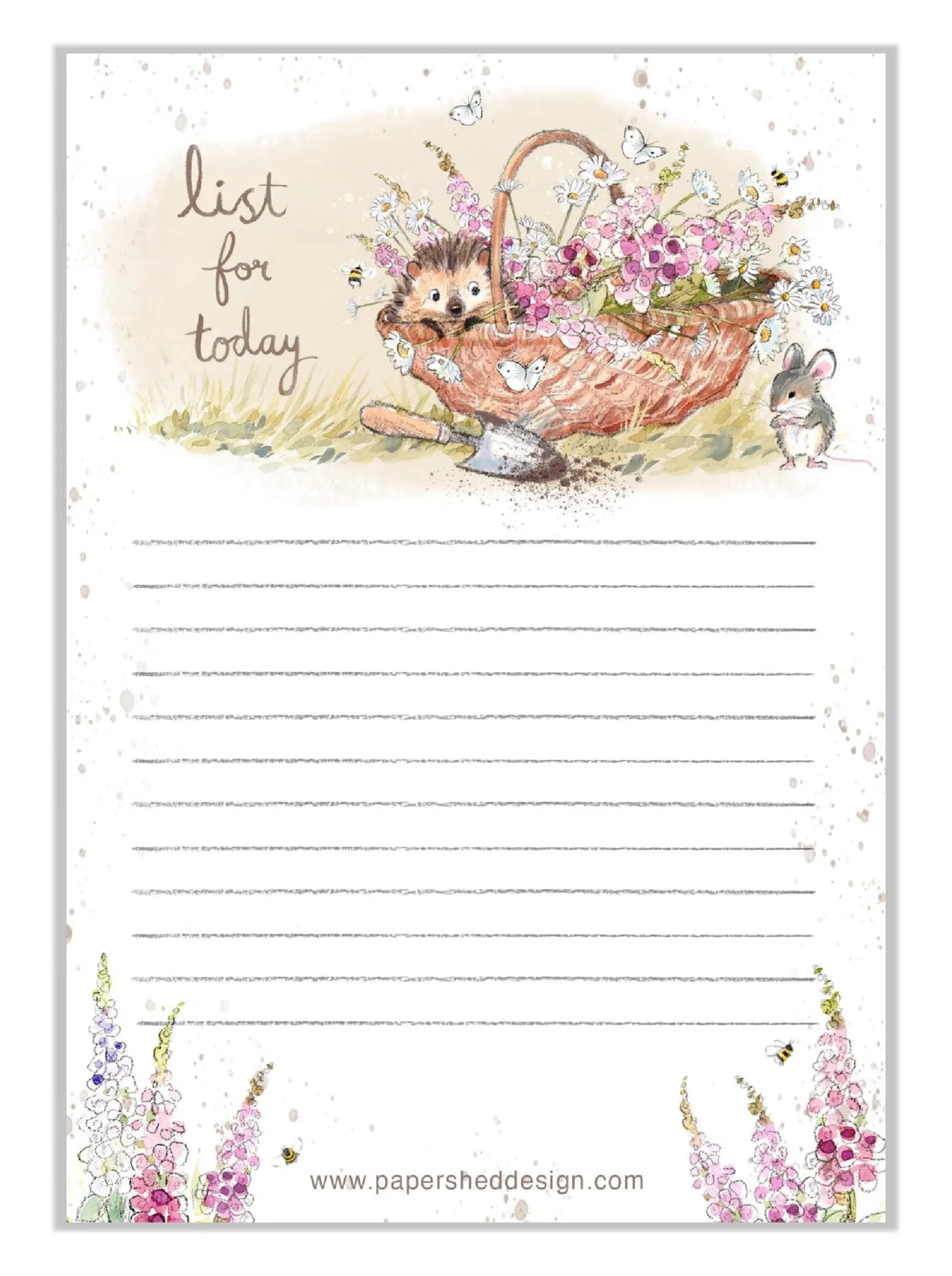 Hedgehog in a Flower Basket To Do List Pad