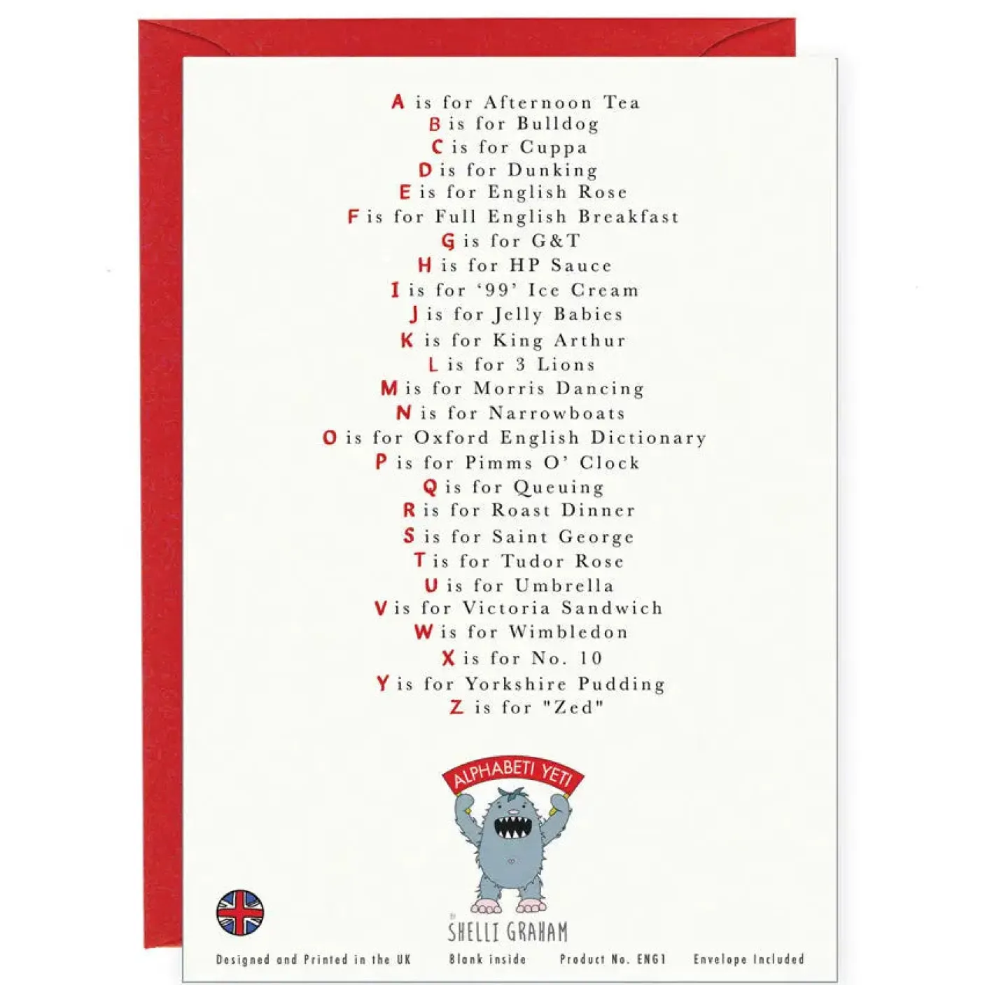 A Very English Alphabet Greeting Card