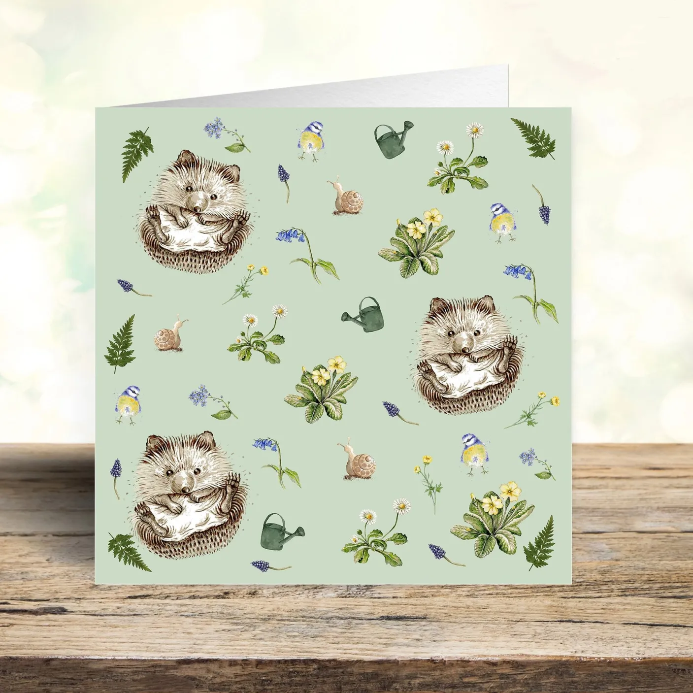 Green Garden Hedgehog Art Card