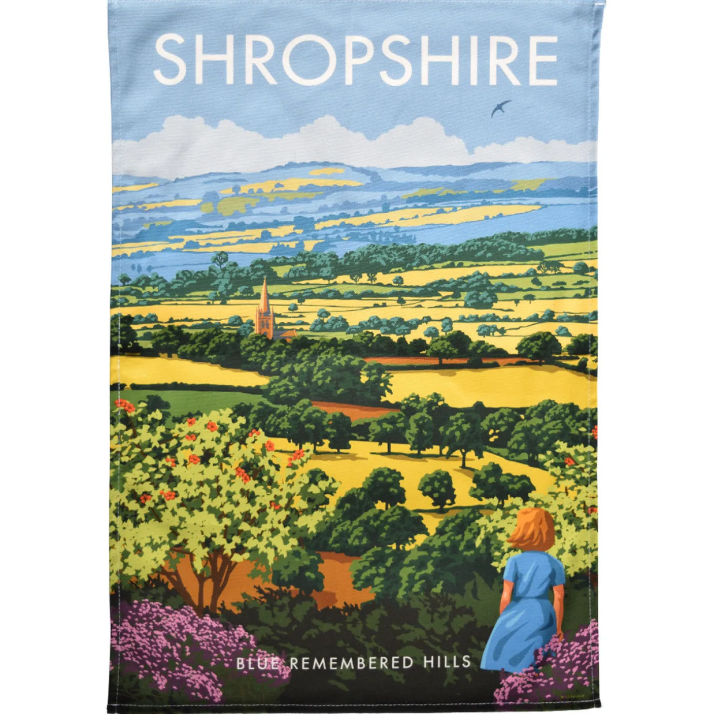 Shropshire Blue Remembered Hills Tea Towel
