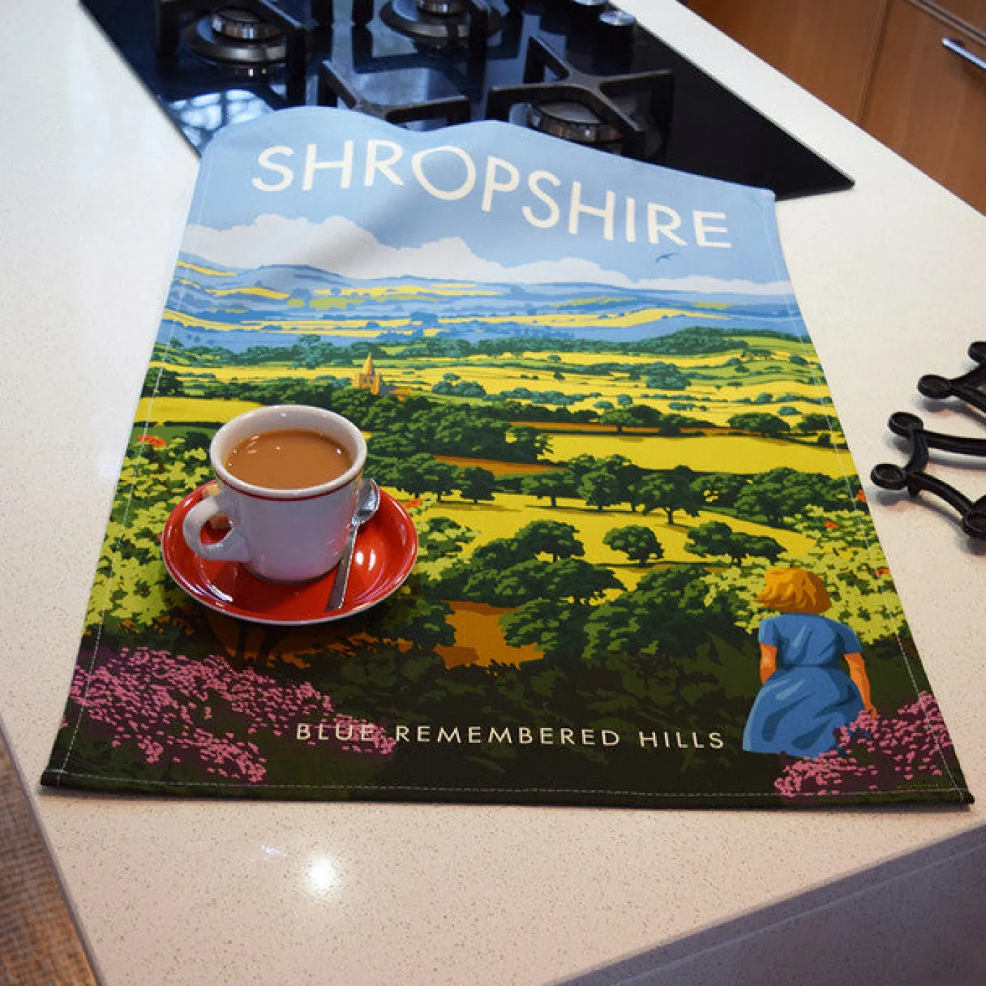 Shropshire Blue Remembered Hills Tea Towel