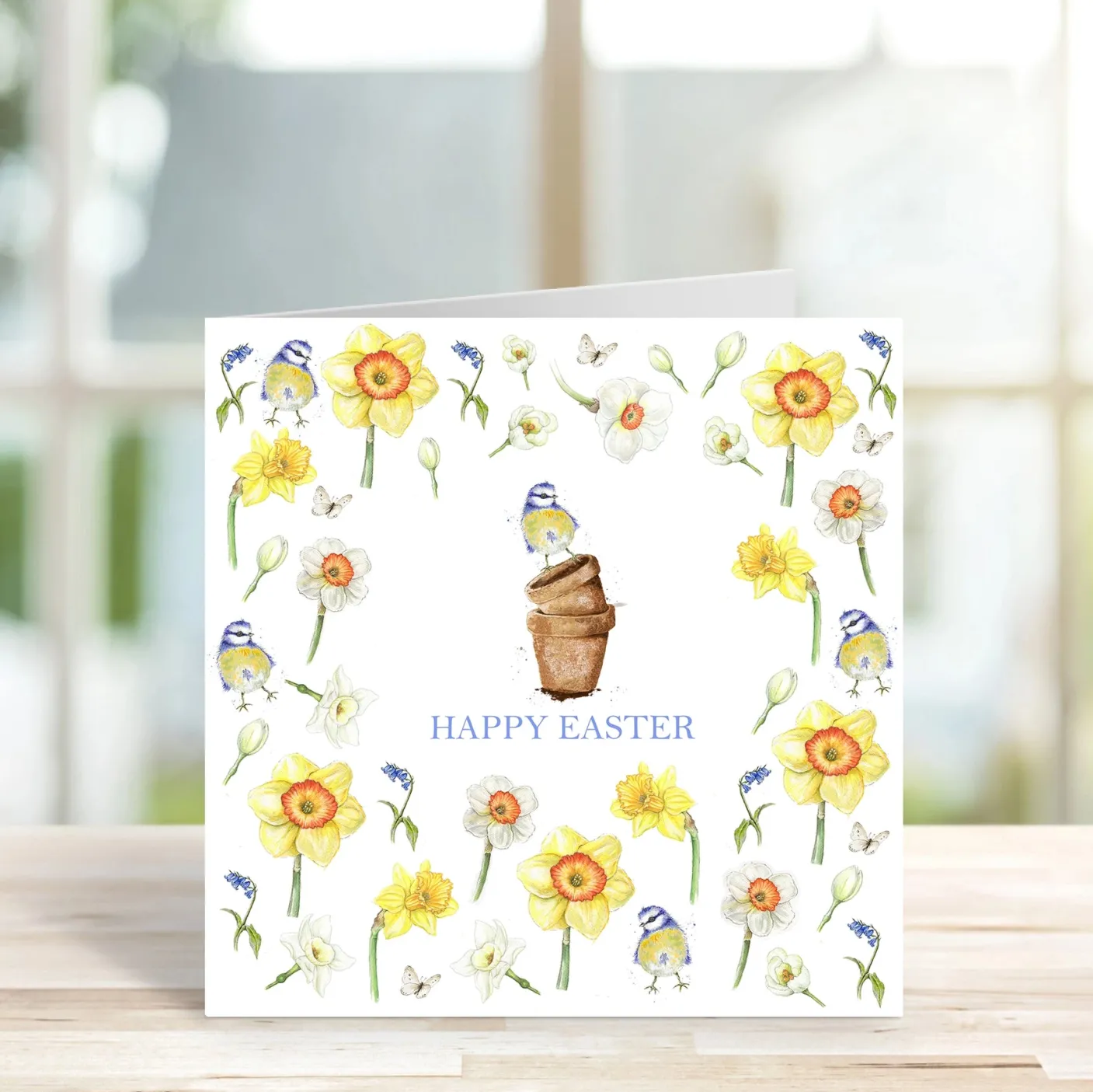Blue Tits & Daffodil Easter Card