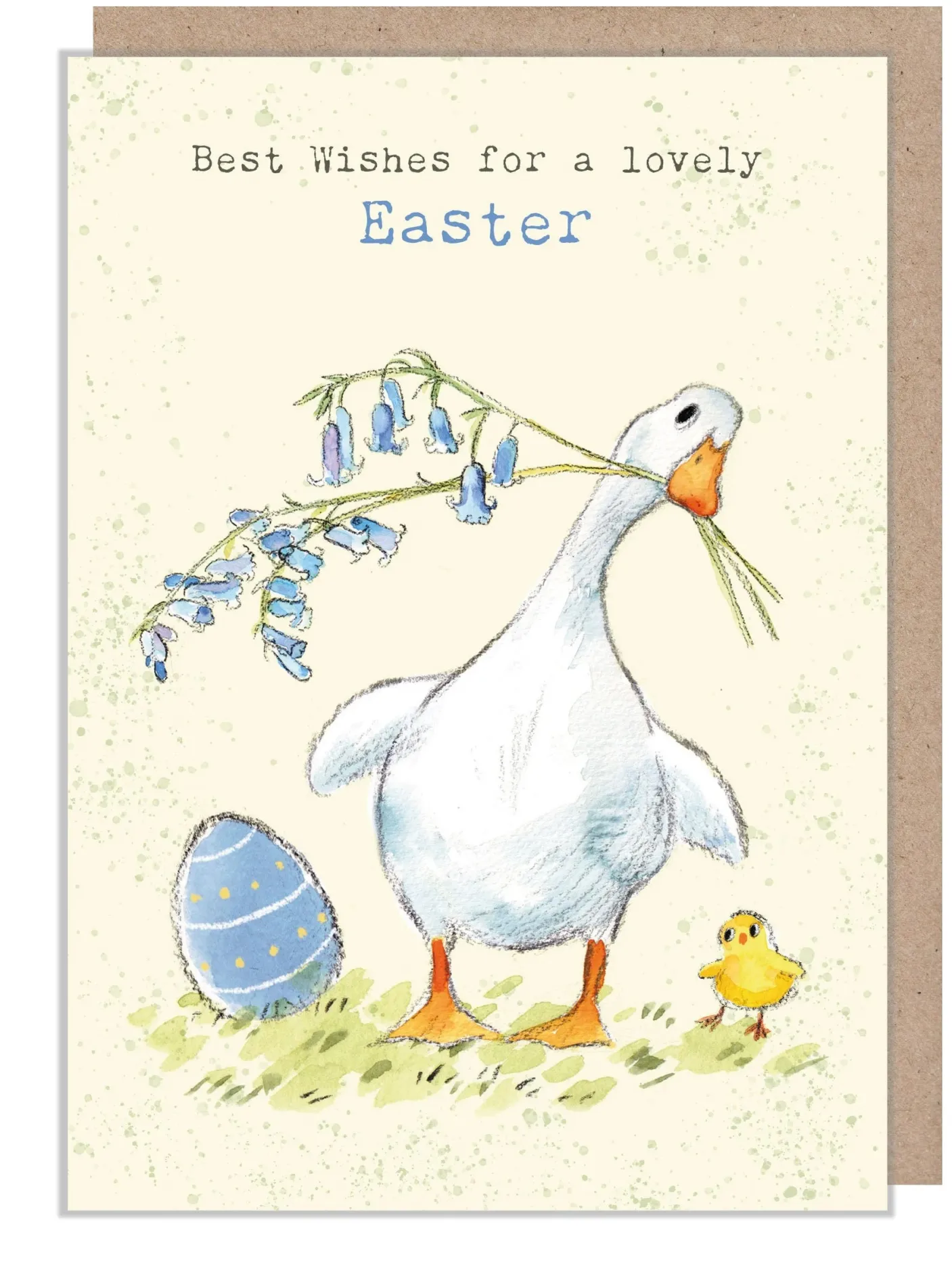 Duck with Bluebells Happy Easter Greetings Card