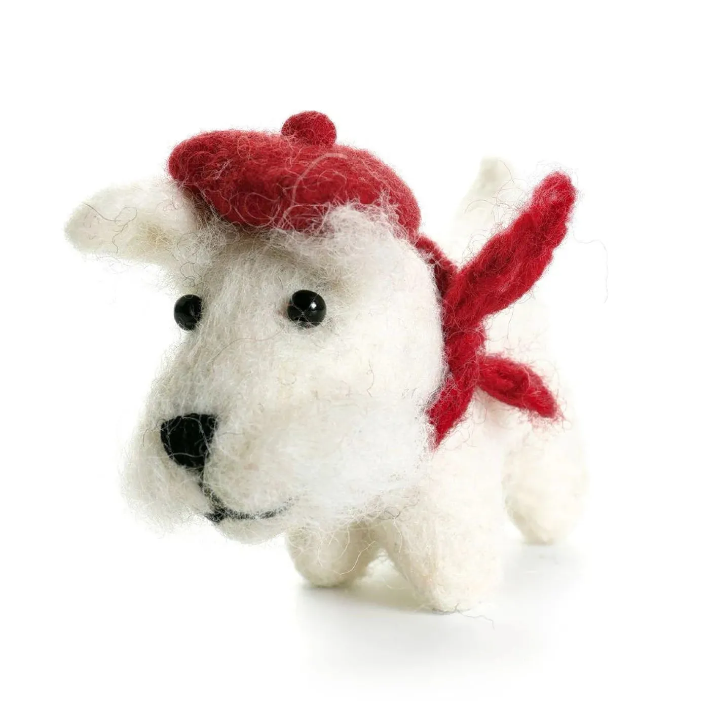 White Westie with Red Beret Felt Decoration