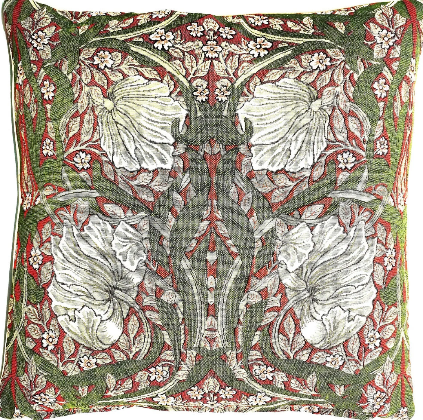 William Morris Pimpernel and Thyme Red Pillow