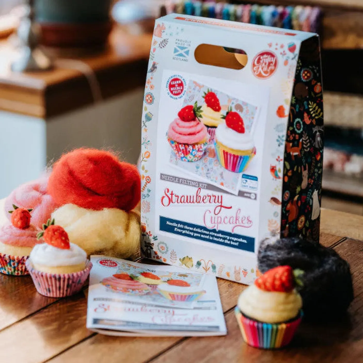 Strawberry Cupcakes Needle Felting Craft Kit